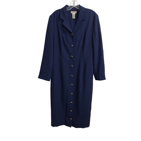Talbots Dresses & Skirts - Vintage Talbots Navy Blue Wool Coat Dress Gold Buttons Size 12 Long Sleeve Midi